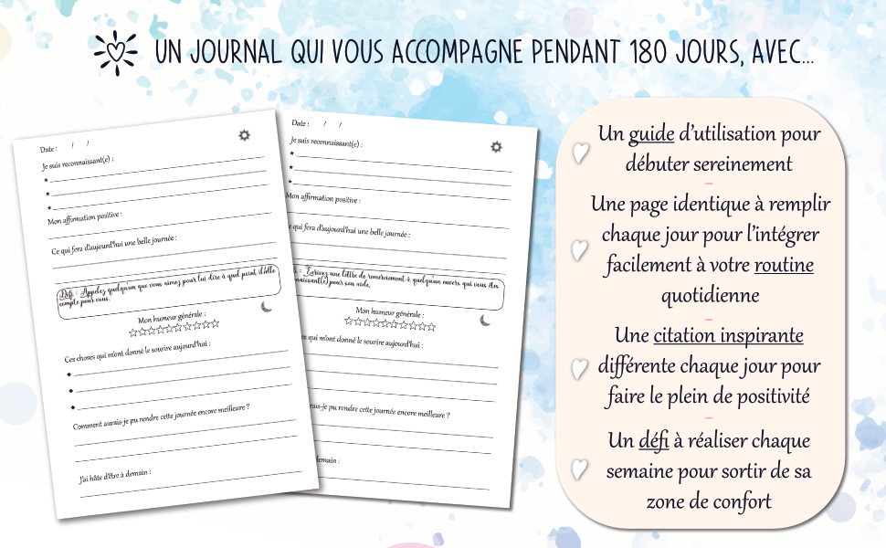 Carnet joie de vivre et optimisme, Cahier de gratitude, Journal intime ado, réduire anxiété